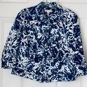 COLDWATER CREEK 2 SHADES BLUE WHITE JEAN STYLE JACKET